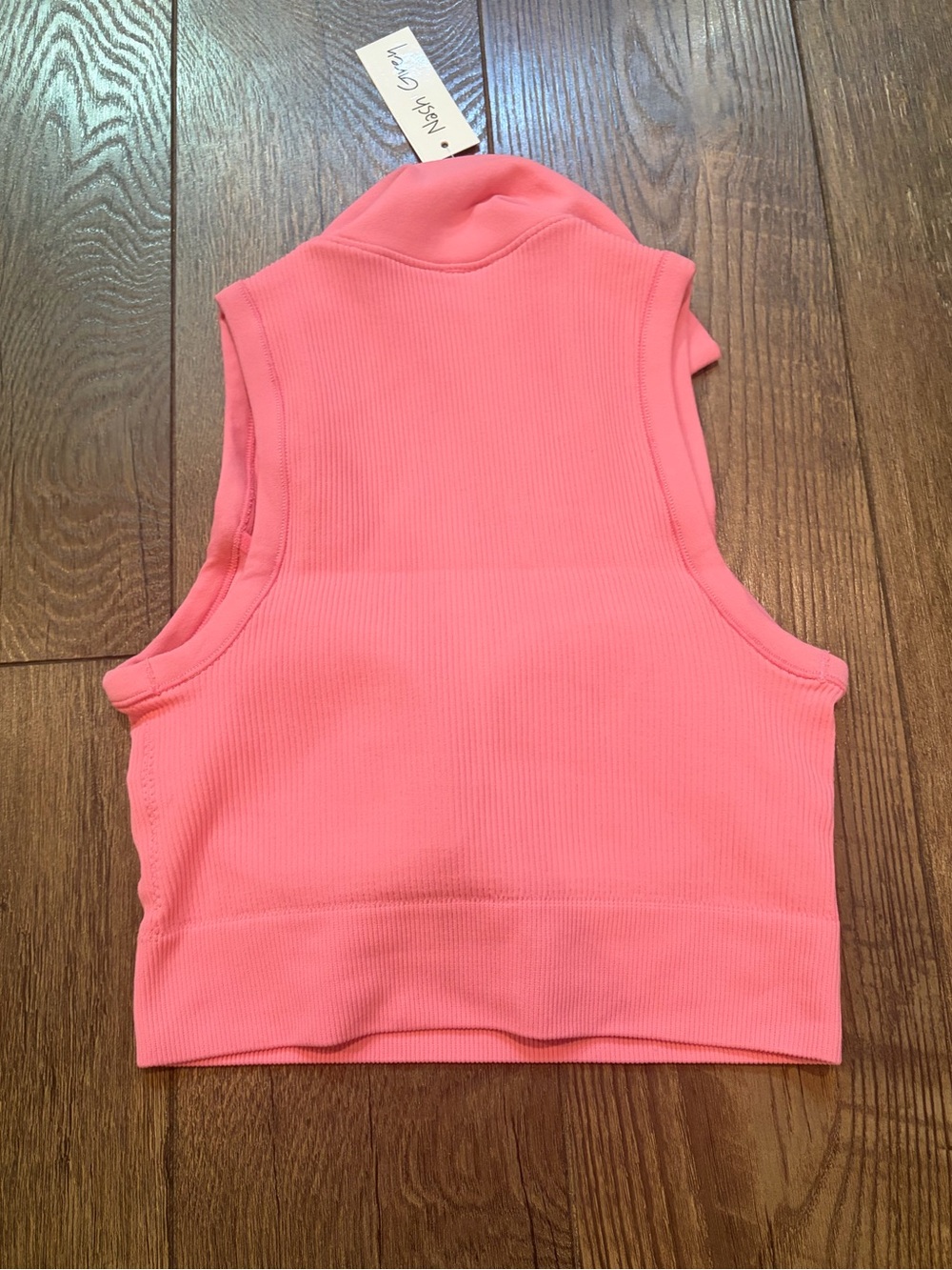 Pink Ribbed Hooded Crop Tank - Picture 2 of 3